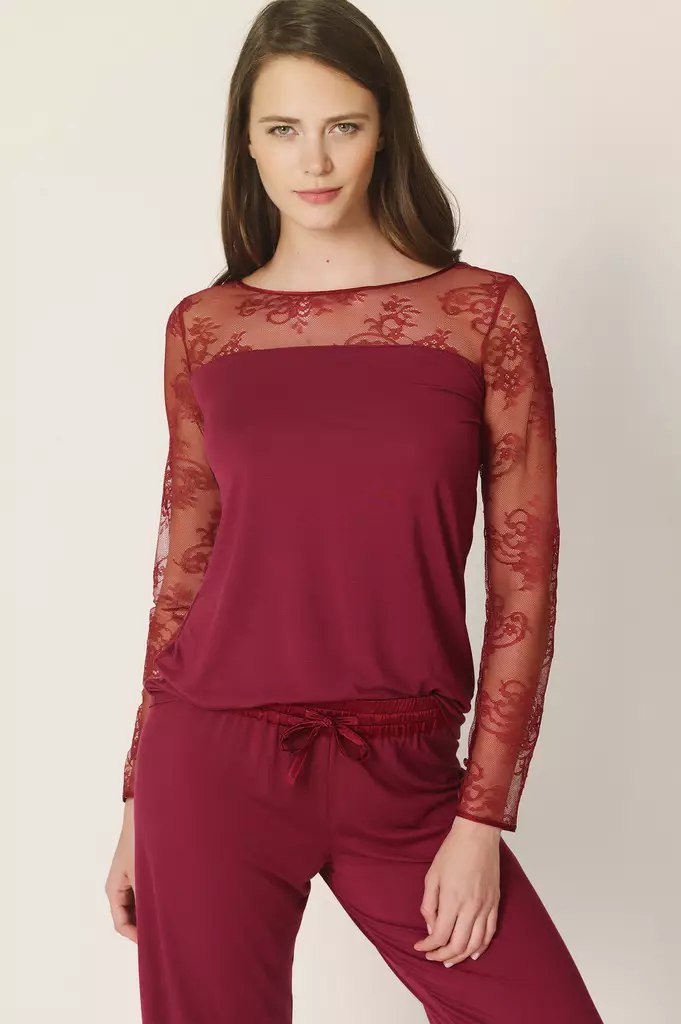 Marie Jo viininpunainen pyjama - Pyjamat - 043329 - 1