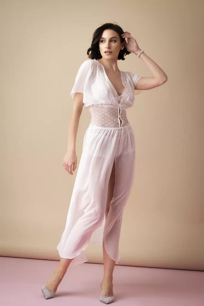 Oh!Zuza vaalea aamutakki pitsillä - Aamutakit - 047579 - 1